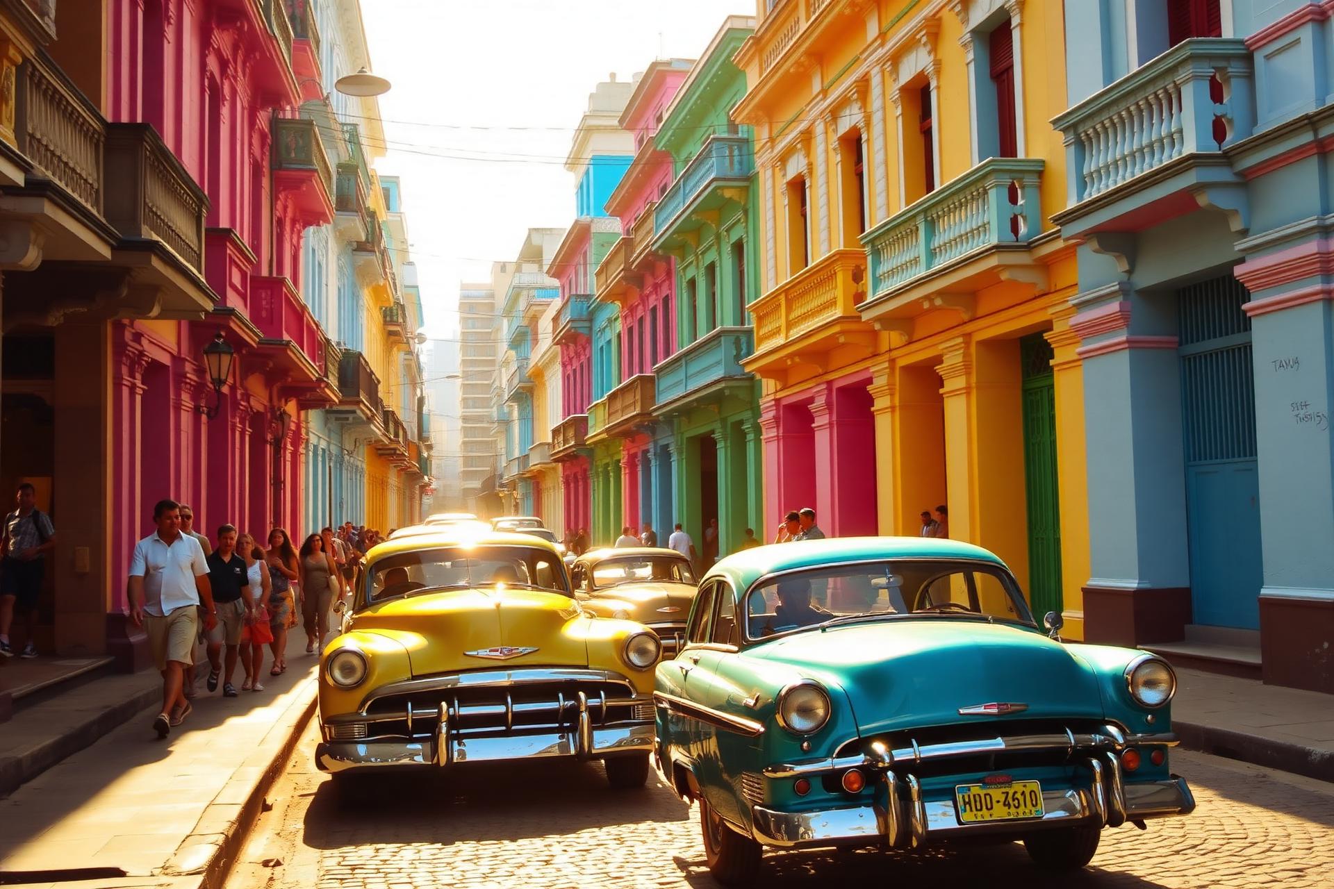 Havana colorful streets at dusk